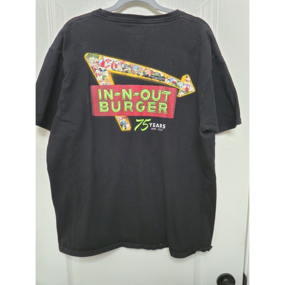 In N Out 75th Anniversary Shirt Mens XL Promo Burgers Made in USA Black